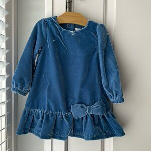 ❤️ Ruffle Butts Blue Velour Velvet Toddler Dress 18-24
